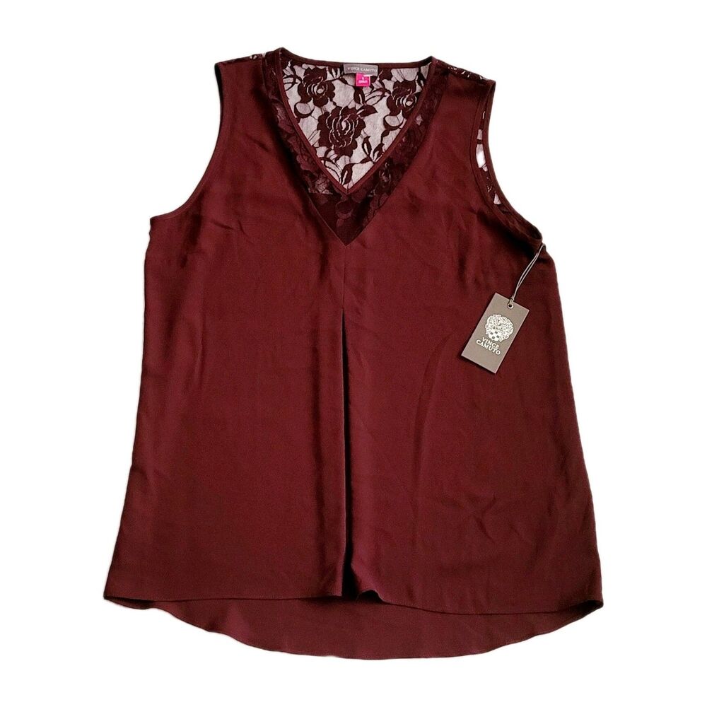 VINCE CAMUTO NORDSTROM Women's Sleeveless  Lace Blouse Top Size S Color Raisin